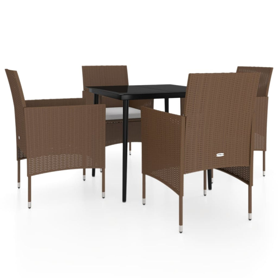 -Delige Tuinset Met Kussens 5 80 cm tafellengte Bruin en zwart
