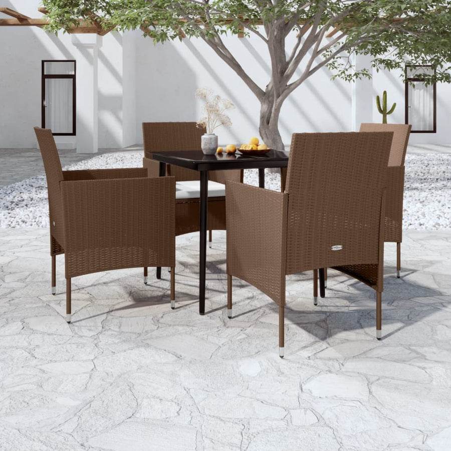 -Delige Tuinset Met Kussens 5 80 cm tafellengte Bruin en zwart