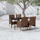 Tuinset 5-delig PE-rattan bruin zwart