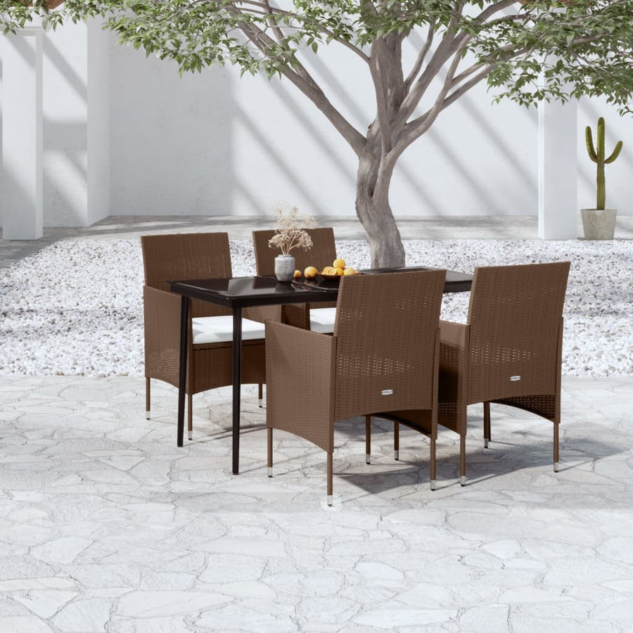 -Delige Tuinset Met Kussens 5 140 cm tafellengte Bruin en zwart