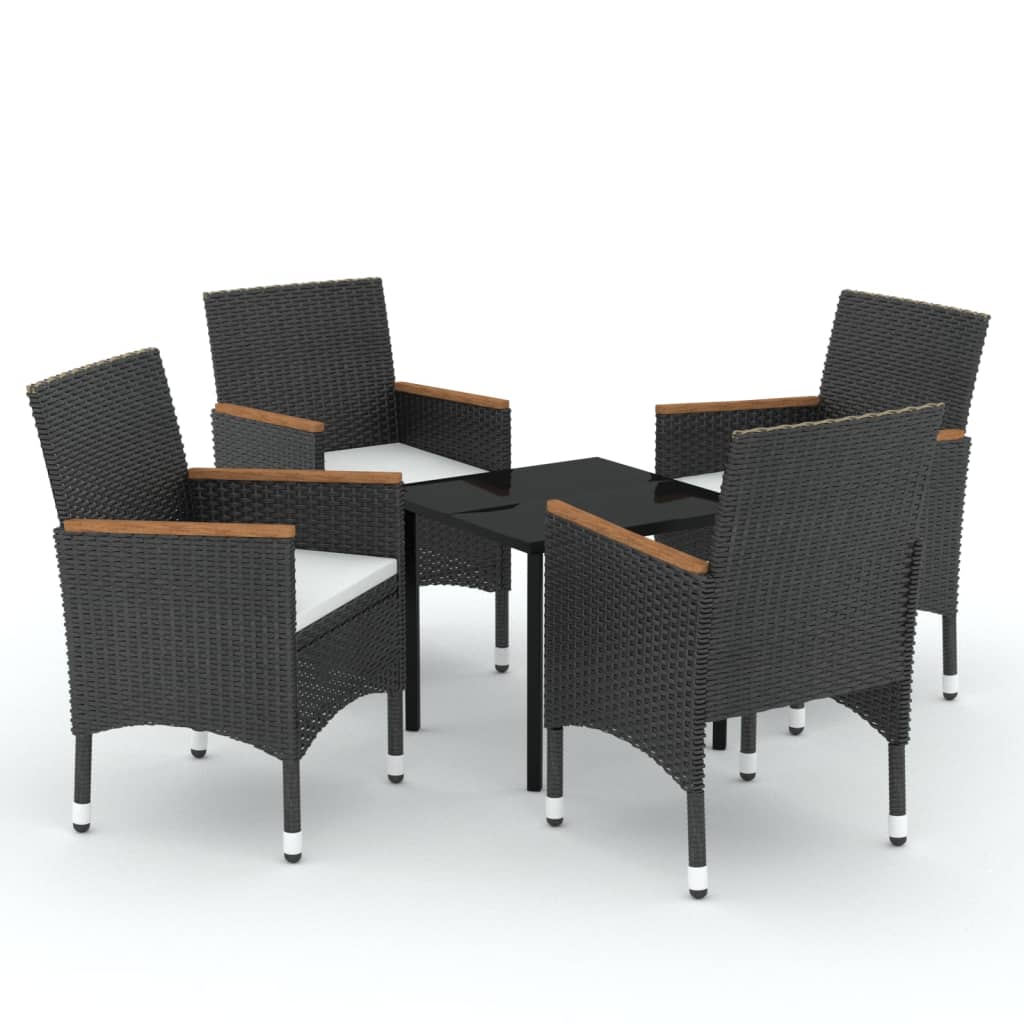 -Delige Tuinset Met Kussens 5 80 cm tafellengte Zwart
