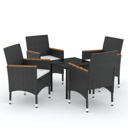 -Delige Tuinset Met Kussens 5 80 cm tafellengte Zwart