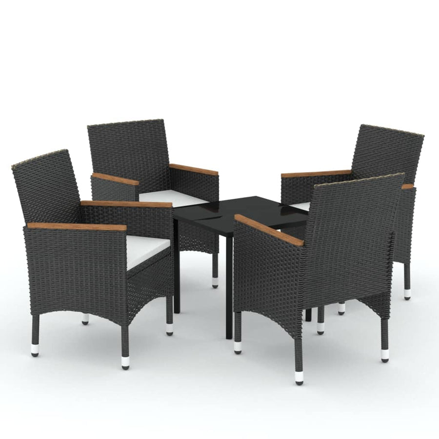 -Delige Tuinset Met Kussens 5 80 cm tafellengte Zwart