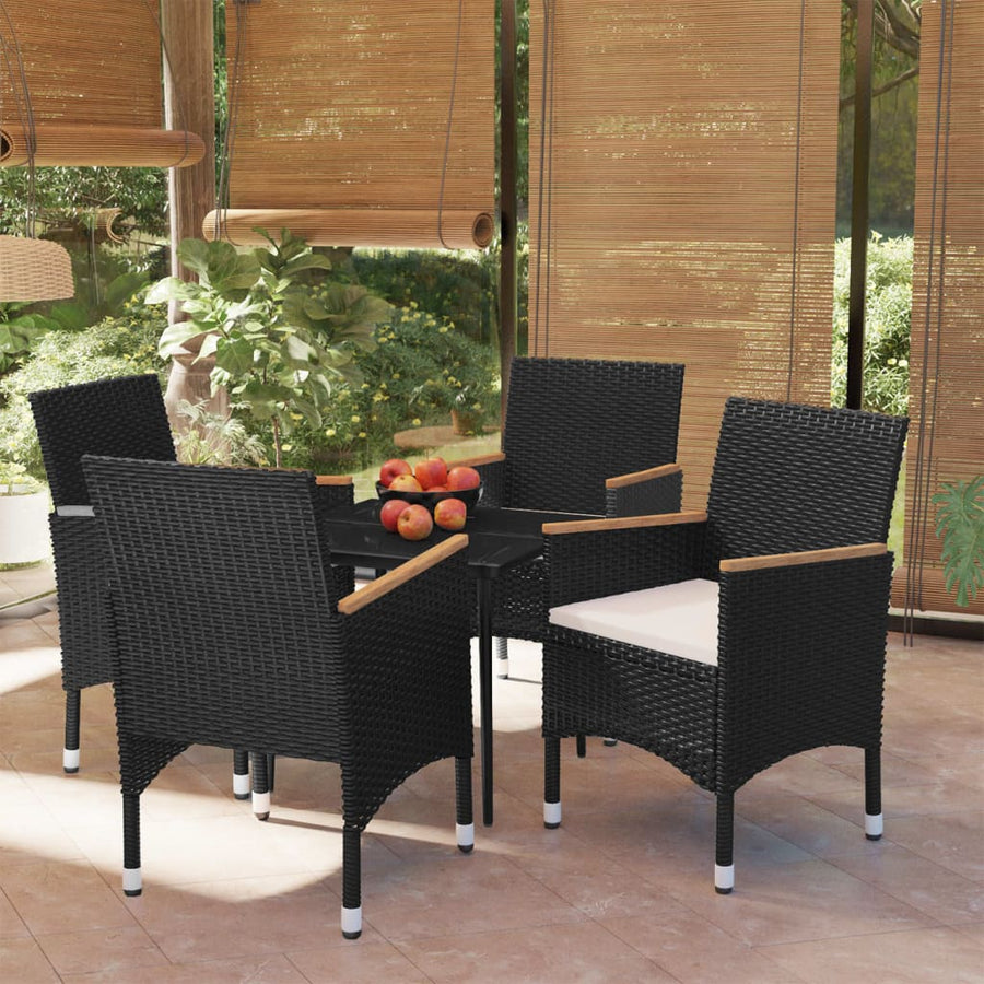-Delige Tuinset Met Kussens 5 80 cm tafellengte Zwart