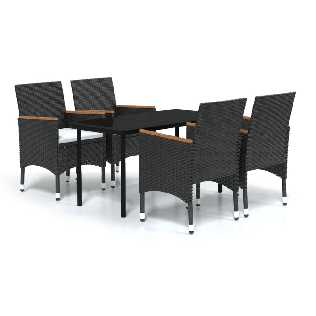 -Delige Tuinset Met Kussens 5 140 cm tafellengte Zwart
