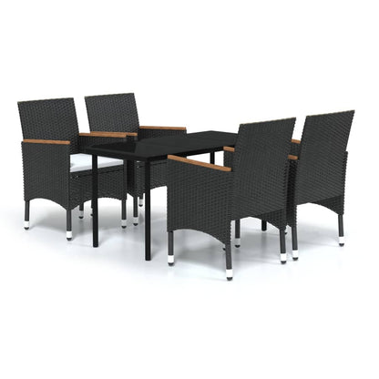 -Delige Tuinset Met Kussens 5 140 cm tafellengte Zwart