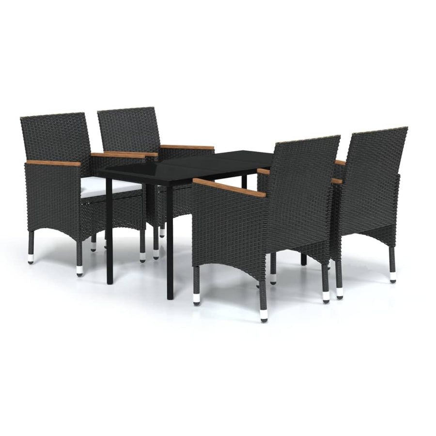 -Delige Tuinset Met Kussens 5 140 cm tafellengte Zwart