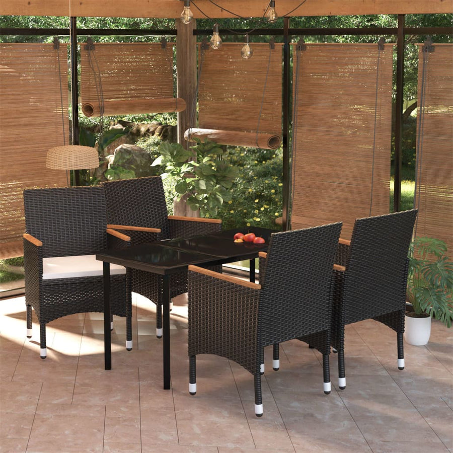 -Delige Tuinset Met Kussens 5 140 cm tafellengte Zwart