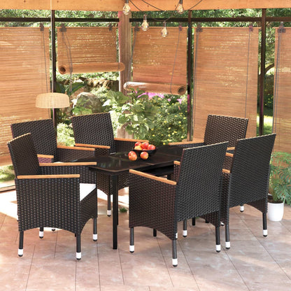-Delige Tuinset Met Kussens 7 140 cm tafellengte Zwart