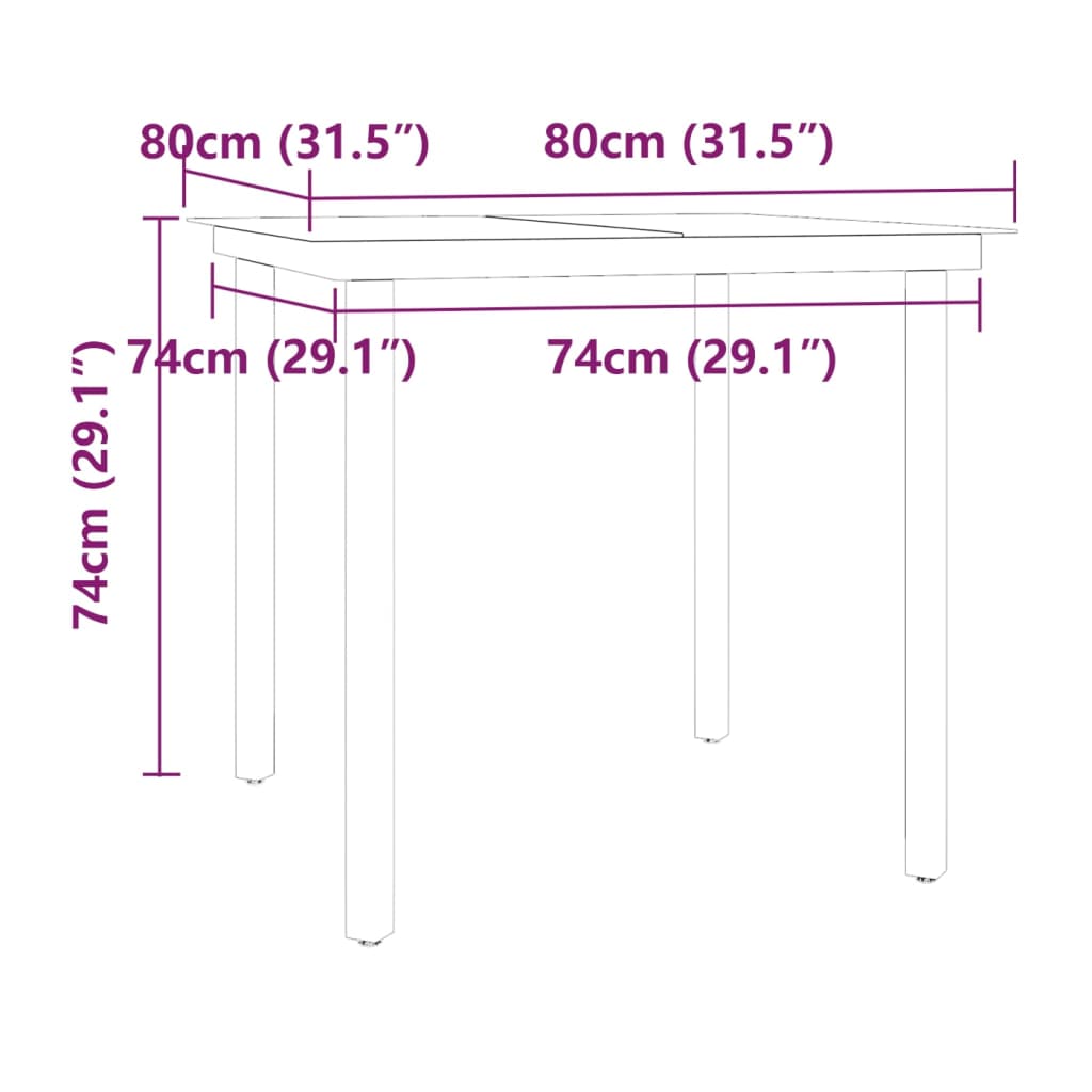 -Delige Tuinset Met Kussens 3 80 cm tafellengte Grijs en zwart