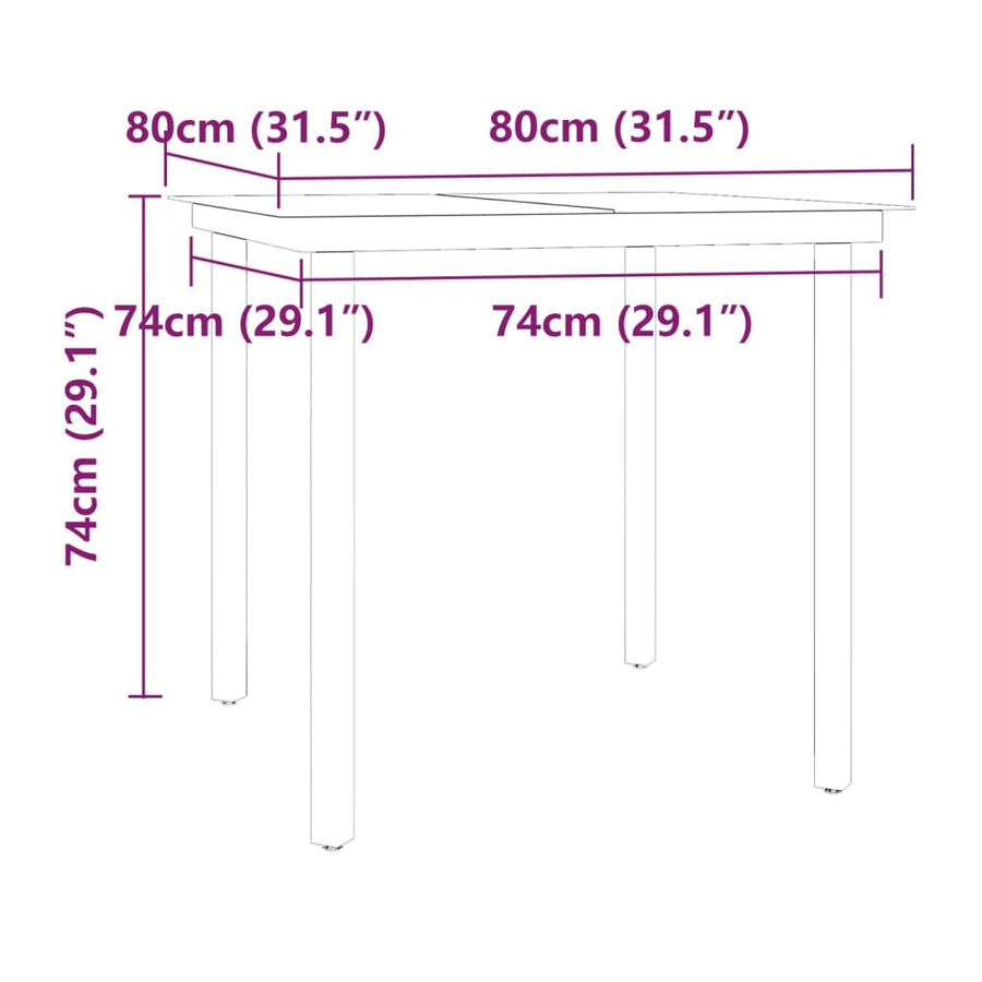 -Delige Tuinset Met Kussens 3 80 cm tafellengte Grijs en zwart