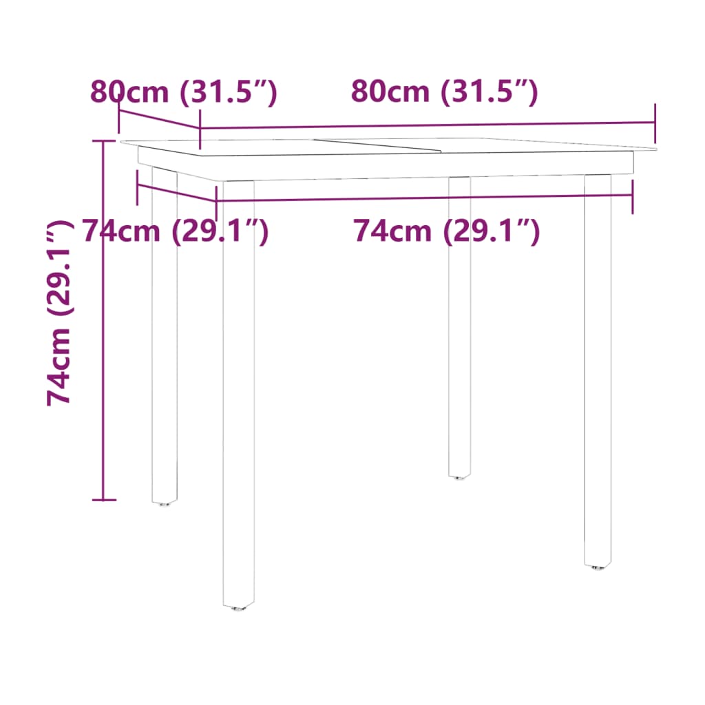 -Delige Tuinset Met Kussens 5 80 cm tafellengte Grijs en zwart