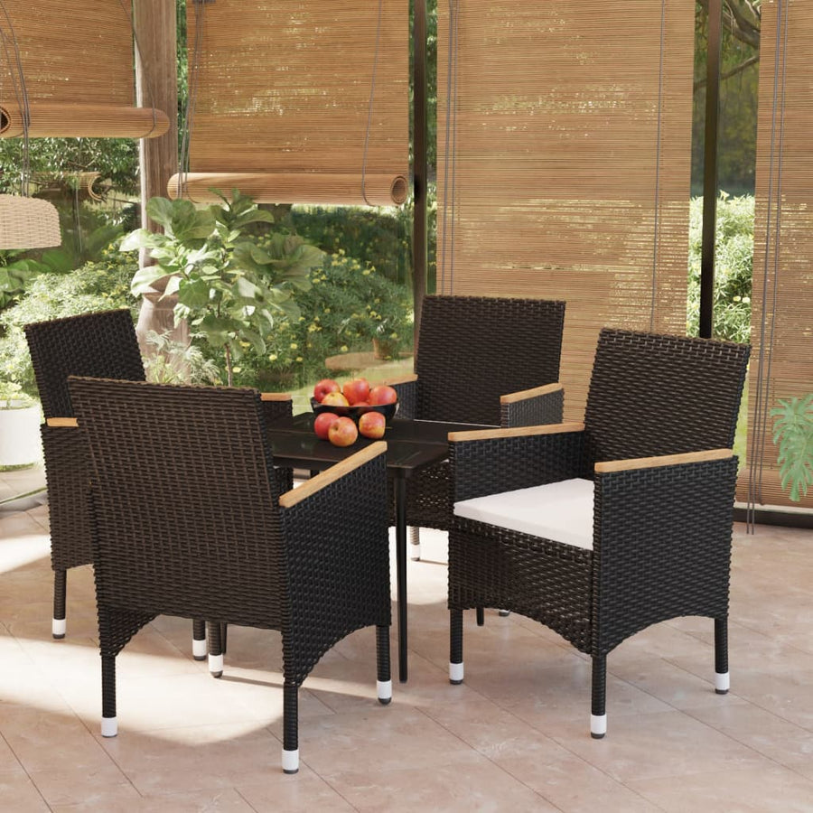 -Delige Tuinset Met Kussens 5 80 cm tafellengte Zwart