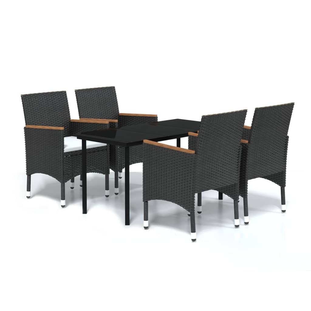-Delige Tuinset Met Kussens 5 140 cm tafellengte Zwart