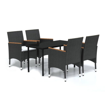 -Delige Tuinset Met Kussens 5 140 cm tafellengte Zwart