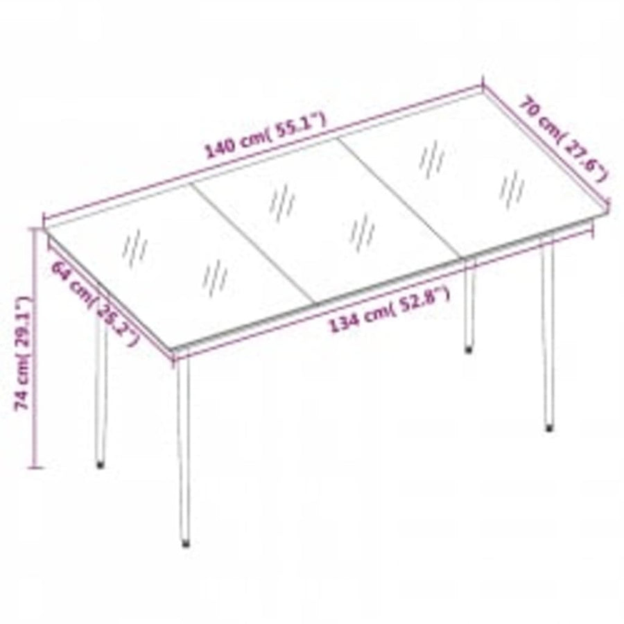 -Delige Tuinset Met Kussens 5 140 cm tafellengte Zwart