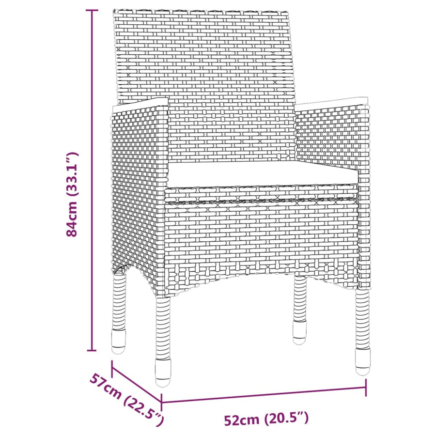-Delige Tuinset Met Kussens 5 140 cm tafellengte Zwart