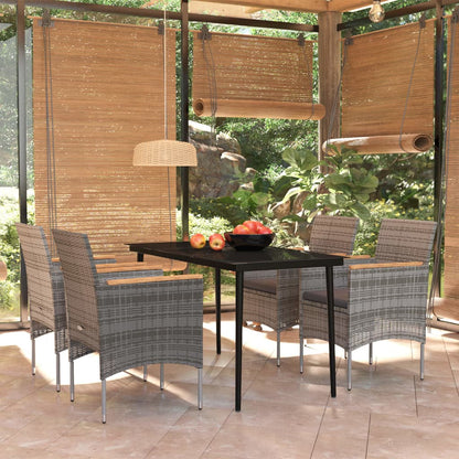 -Delige Tuinset Met Kussens 5 140 cm tafellengte Grijs en zwart