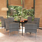 Tuinset 7-delig PE-rattan acaciahout grijs zwart