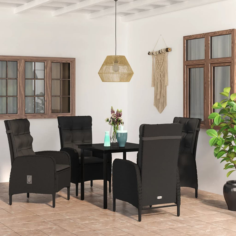 -Delige Tuinset Met Kussens 5 80 cm tafellengte Zwart