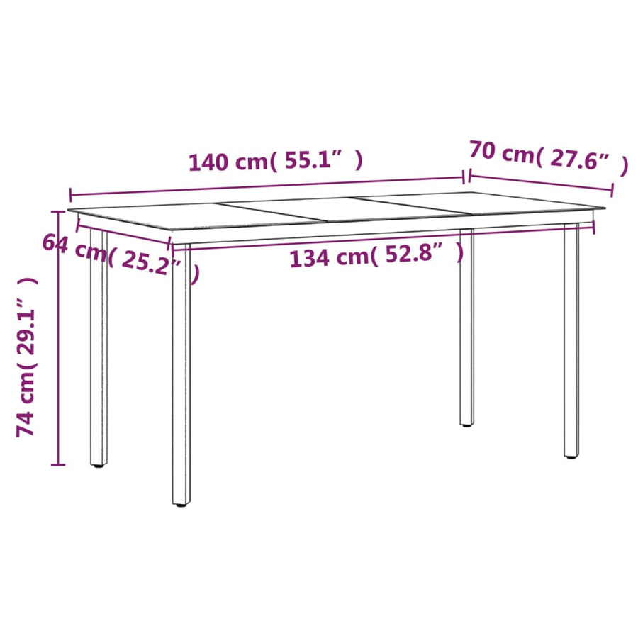 -Delige Tuinset Met Kussens 5 140 cm tafellengte Zwart