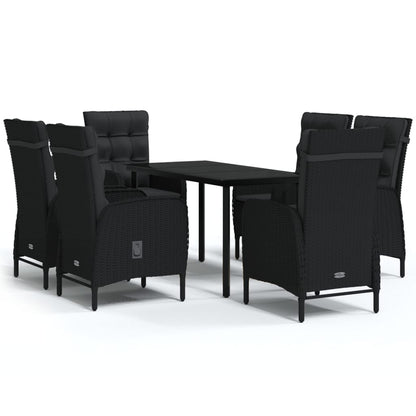 -Delige Tuinset Met Kussens 7 140 cm tafellengte Zwart