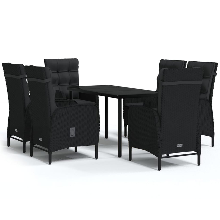 -Delige Tuinset Met Kussens 7 140 cm tafellengte Zwart