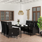 Tuinset 7-delig met kussens 200 cm tafel zwart
