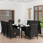 9-piece Garden furniture set with cushions black