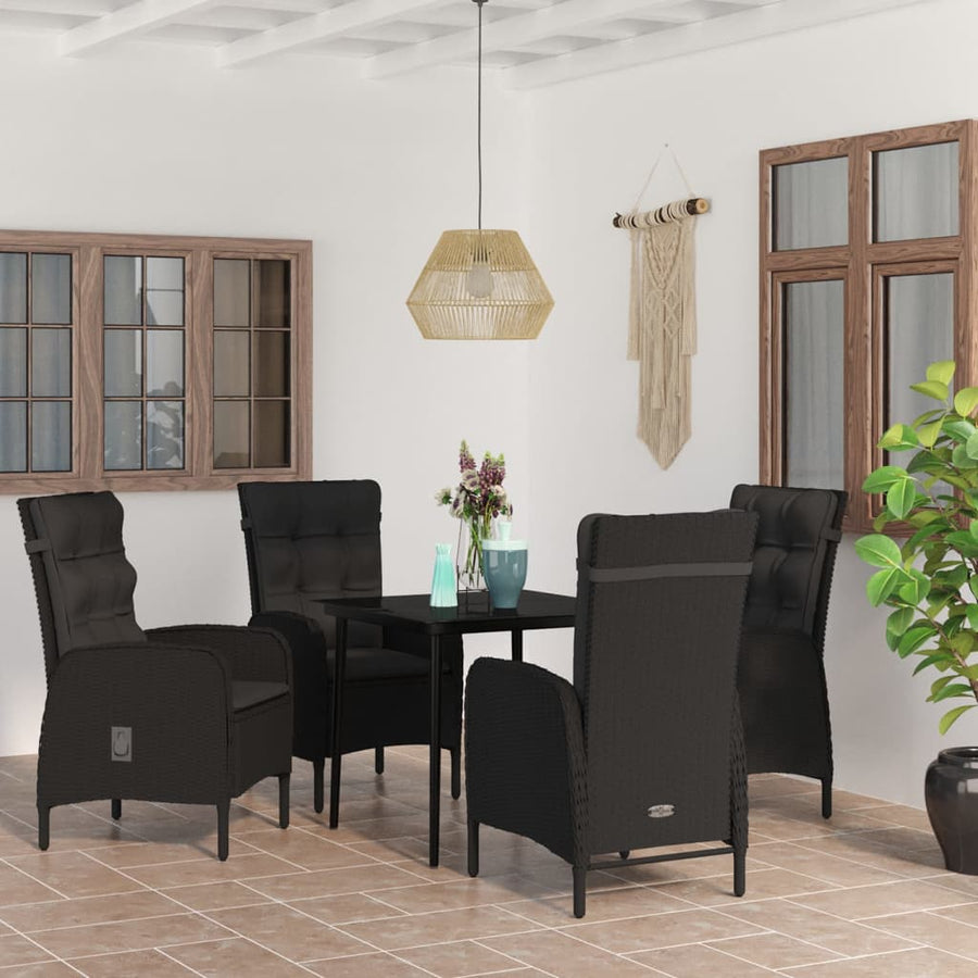 -Delige Tuinset Met Kussens 5 80 cm tafellengte Zwart