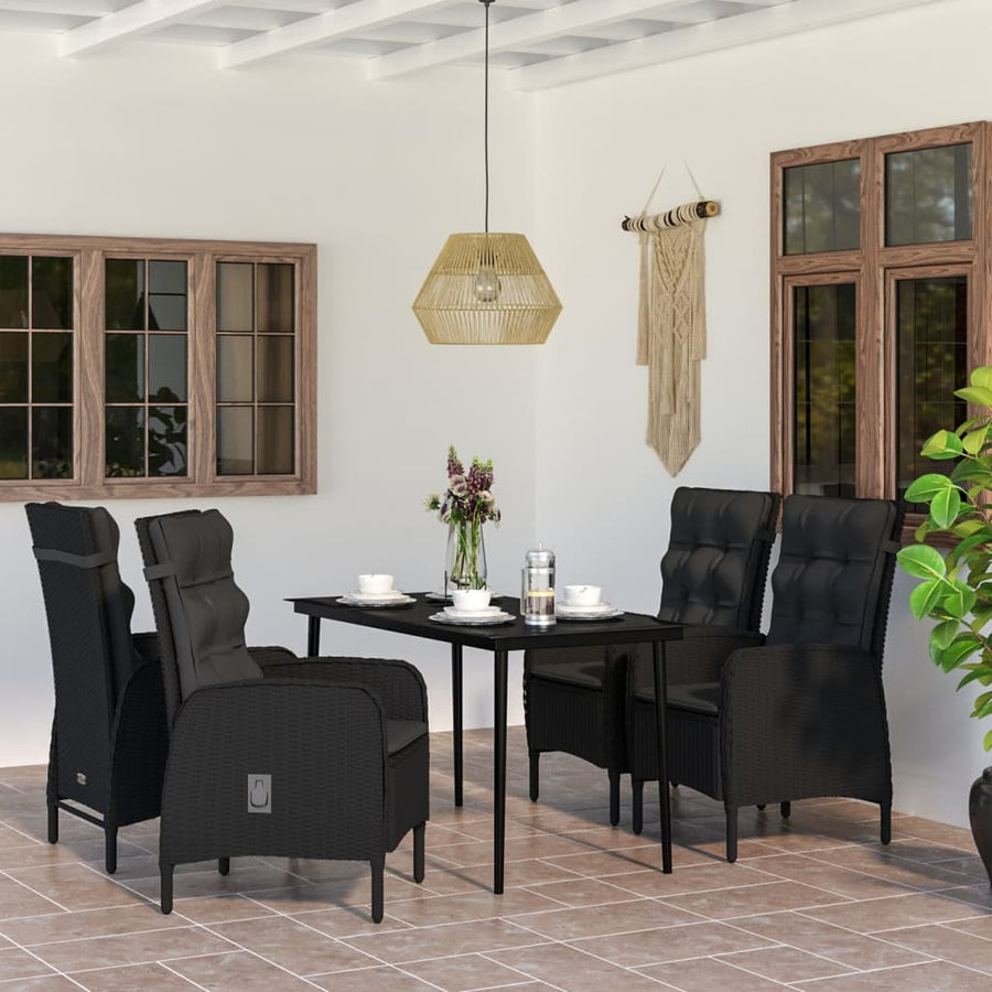 -Delige Tuinset Met Kussens 5 140 cm tafellengte Zwart