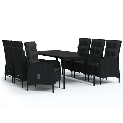-Delige Tuinset Met Kussens 7 140 cm tafellengte Zwart