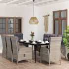 Tuinset 9-delig grijs zwart PE-rattan