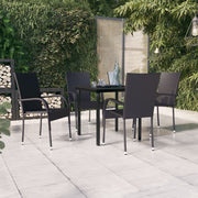 Tuinset 5-delig zwart PE-rattan staal