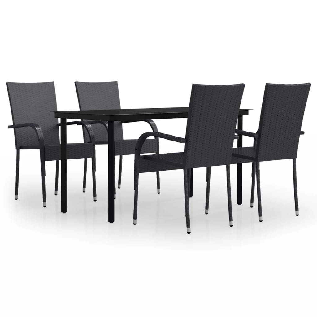 -Delige Tuinset 5 140 cm tafellengte Zwart