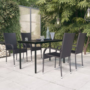 Tuinset 5-delig PE-rattan zwart