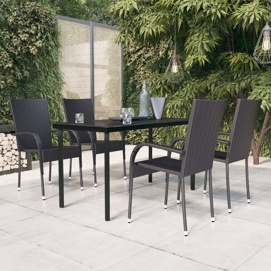 -Delige Tuinset 5 140 cm tafellengte Zwart