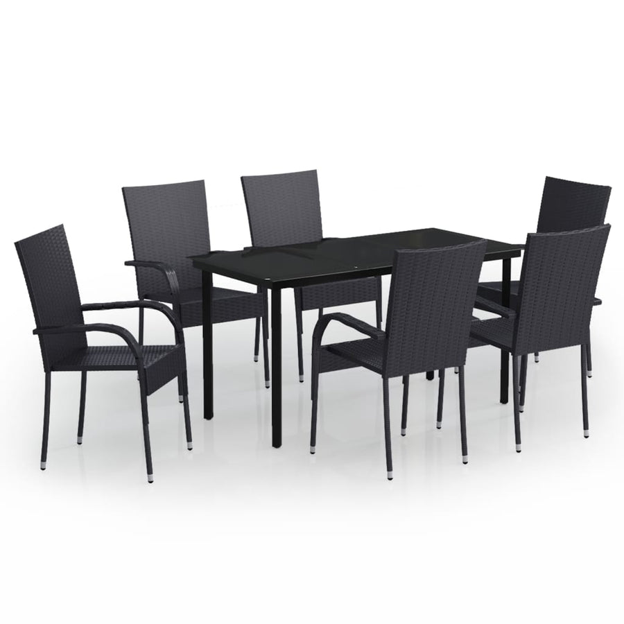 -Delige Tuinset 7 140 cm tafellengte Zwart