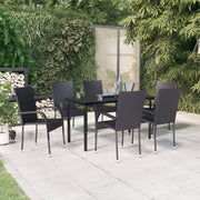 Tuinset 7-delig PE-rattan zwart