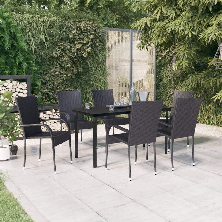 -Delige Tuinset 7 140 cm tafellengte Zwart