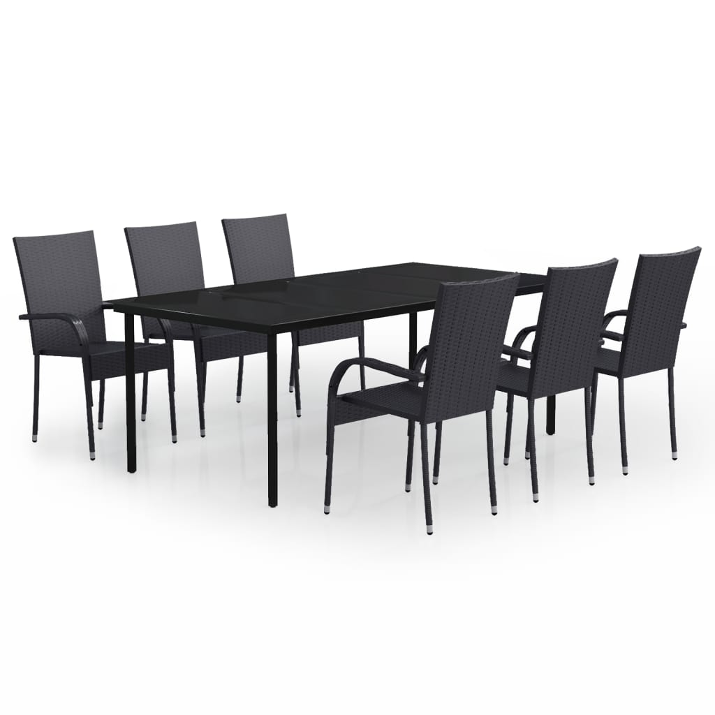 7-Delige Tuinset 6 200 cm tafellengte Zwart