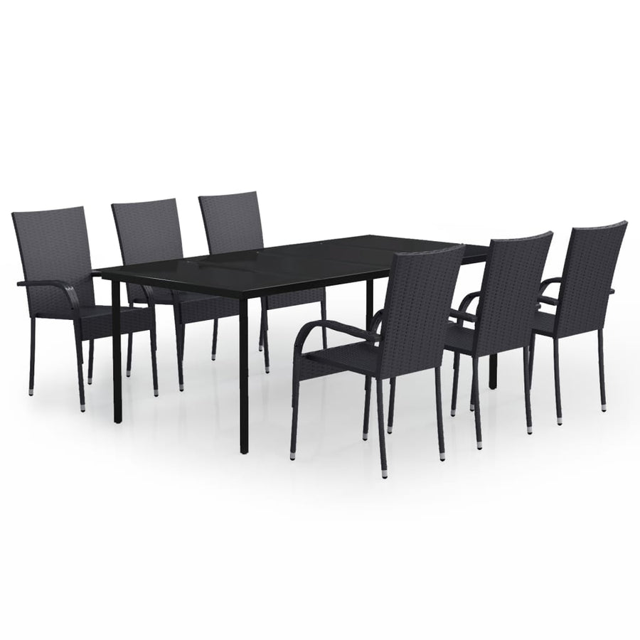 7-Delige Tuinset 6 200 cm tafellengte Zwart
