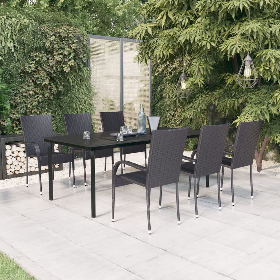 7-Delige Tuinset 6 200 cm tafellengte Zwart