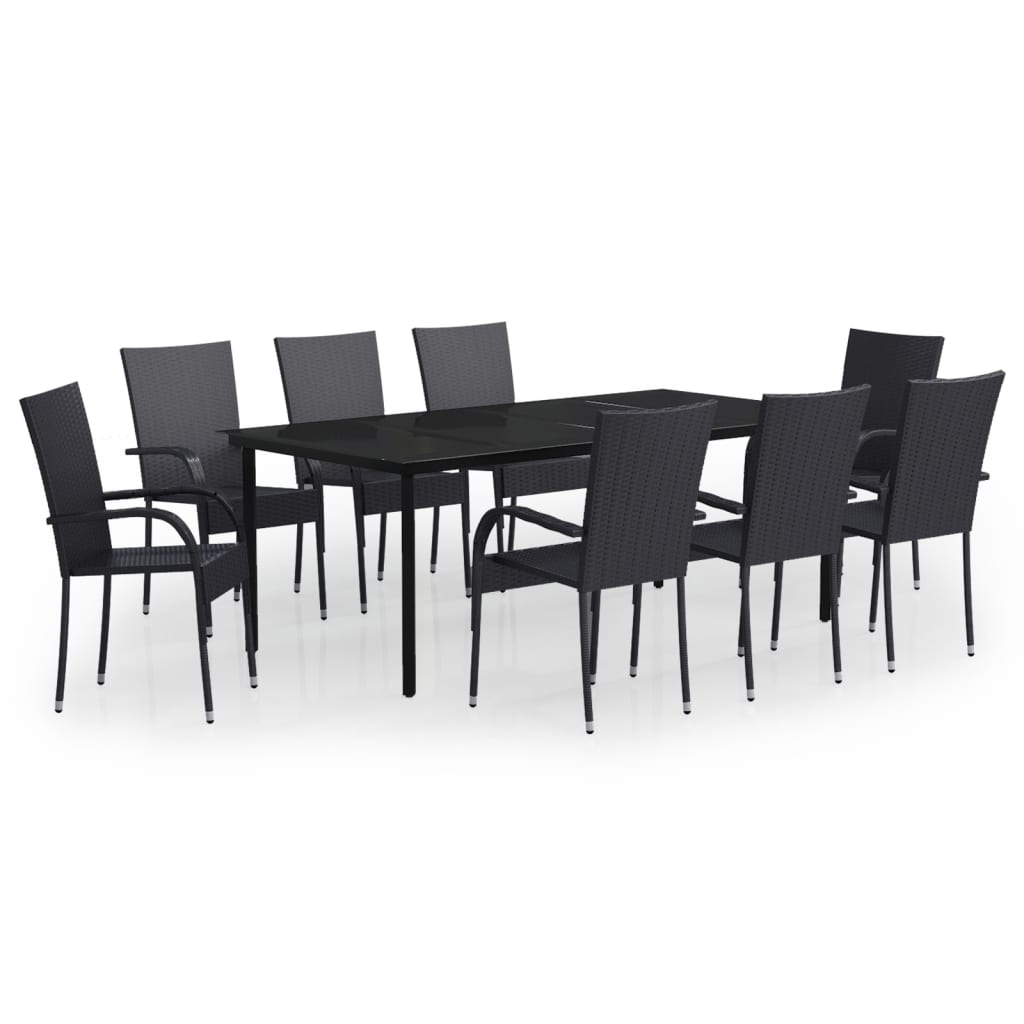 9-Delige Tuinset 8 200 cm tafellengte Zwart