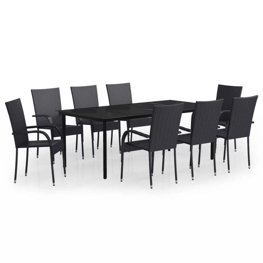 9-Delige Tuinset 8 200 cm tafellengte Zwart