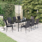 Tuinset 9-delig 200x100x74 cm zwart