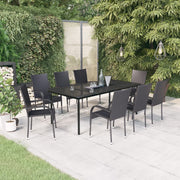 Tuinset 9-delig 200x100x74 cm zwart