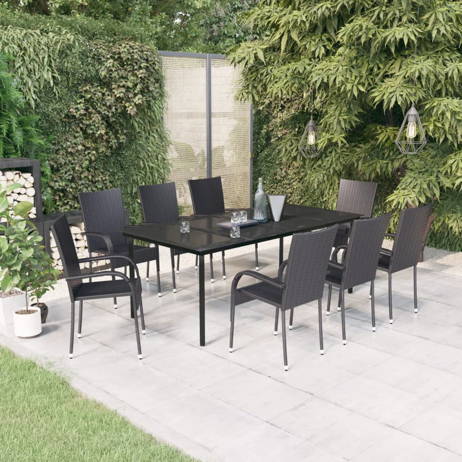 9-Delige Tuinset 8 200 cm tafellengte Zwart