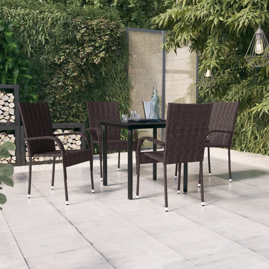 -Delige Tuinset 5 80 cm tafellengte Bruin en zwart