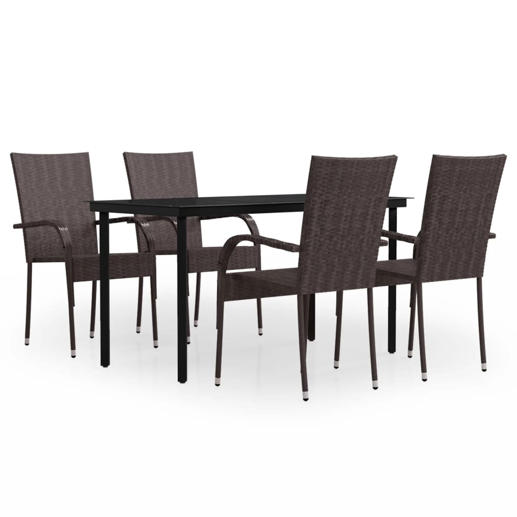 -Delige Tuinset 5 140 cm tafellengte Bruin en zwart
